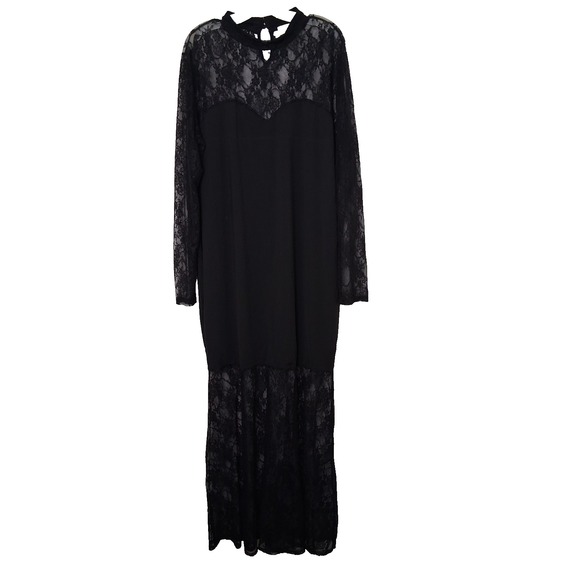 Vintage Black Lace Maxi Dress Size 3X Red Dot Boutique‎ Witchy Whimsigoth - Picture 1 of 10